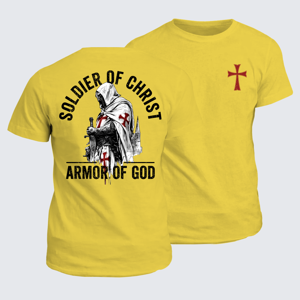 Soldier of Christ Armor Of God Crusader Spirit Jesus God Christian Cotton T-Shirt