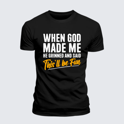 When God Made Me Jesus God Christian Premium Mercerized Cotton Tee