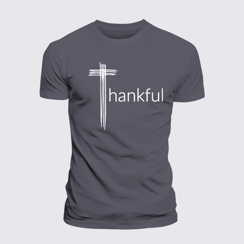 Thankful Cross Jesus God Christian Premium Mercerized Cotton Tee