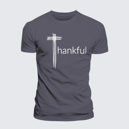 Thankful Cross Jesus God Christian Premium Mercerized Cotton Tee