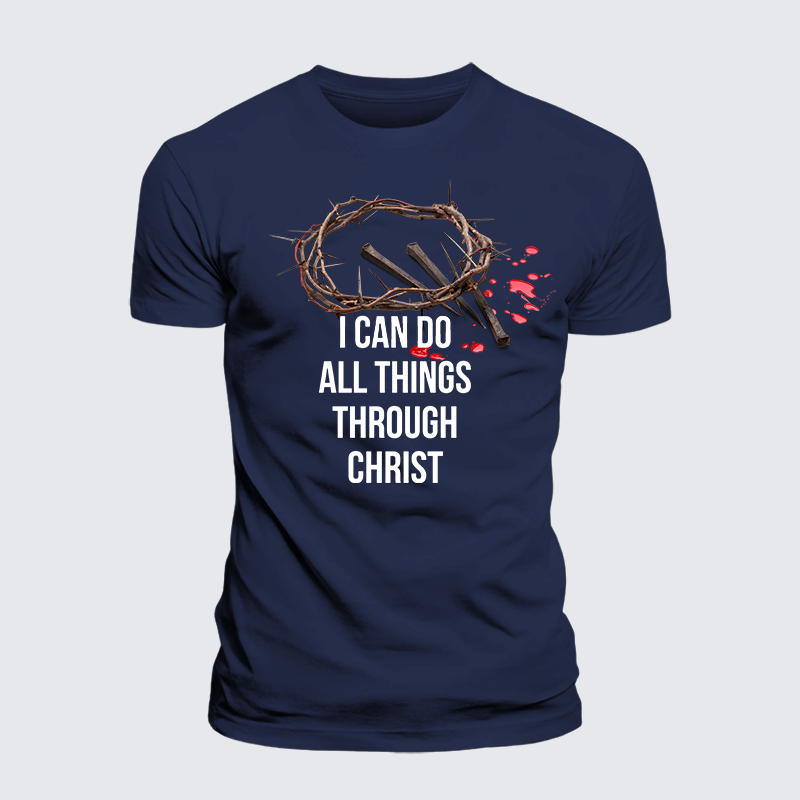 I Can Do All Things Through Christ Jesus God Christian Premium Mercerized Cotton Tee