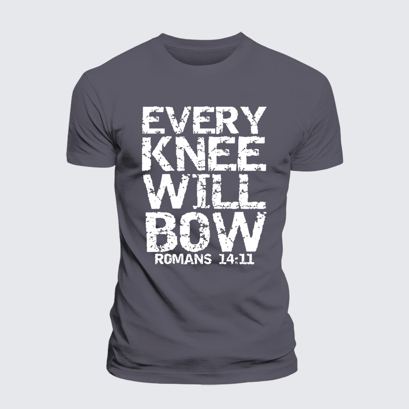 Bold Christian Bible Verse Quote for Men Every Knee Will Bow Jesus God Christian Premium Mercerized Cotton Tee