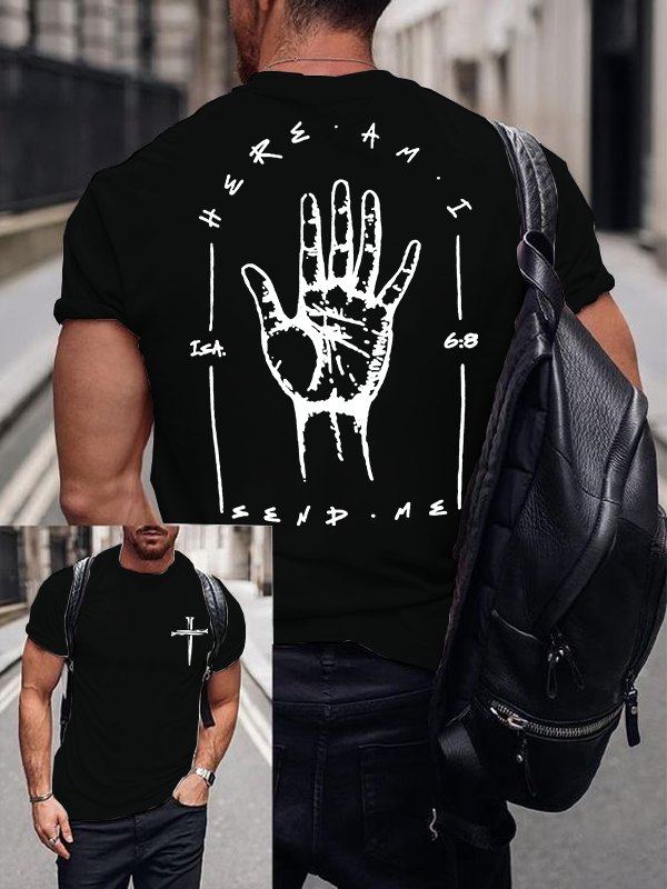 Here I Am Send Me - Bible Verse Isaiah 6:8 Jesus God Christian Cotton T-Shirt