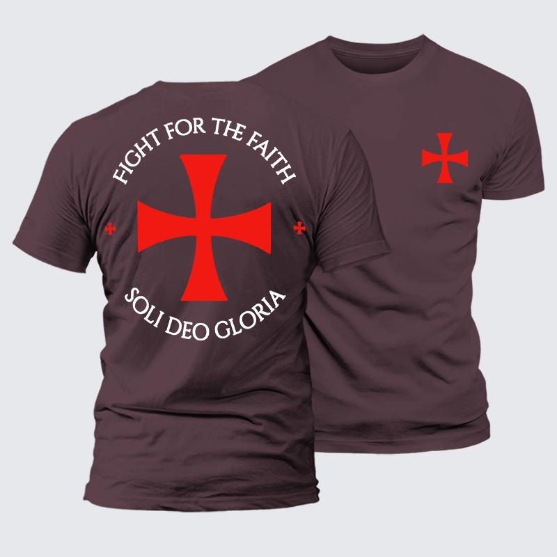 Fight for the Faith – Templar Cross Crusader Knight  Jesus God Christian Premium Mercerized Cotton Tee