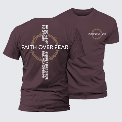  Faith Over Fear Jesus God Christian Premium Mercerized Cotton Tee