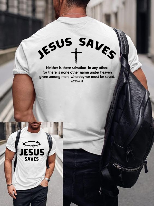 Jesus Saves Jesus God Christian Cotton T-Shirt