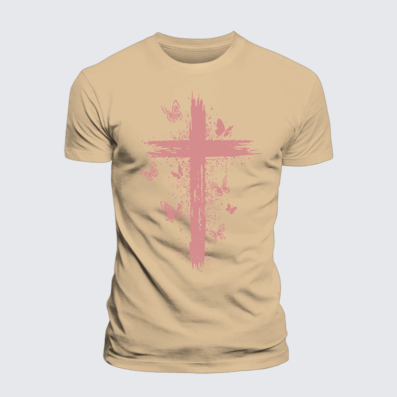 Butterfly Jesus God Christian Premium Mercerized Cotton Tee