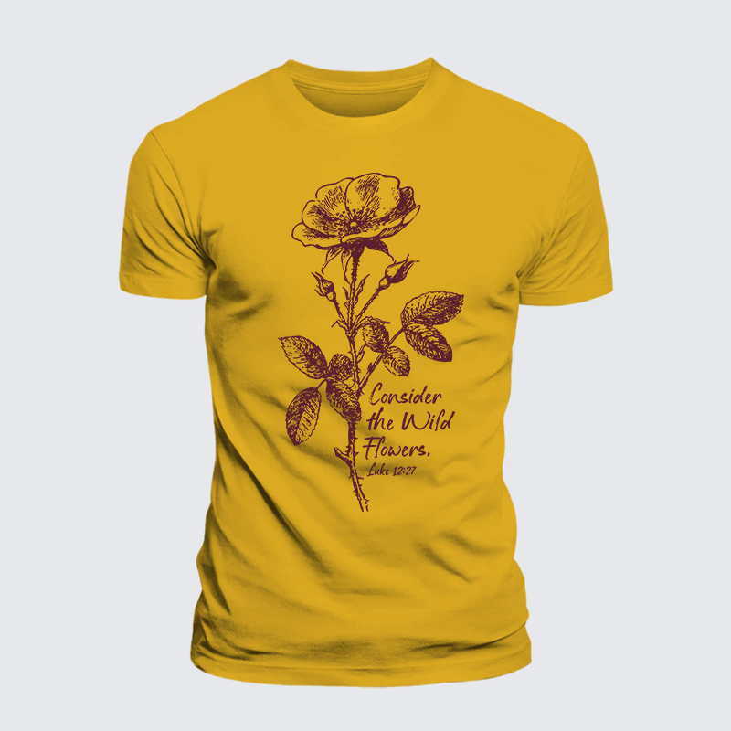 Consider the Wild Flowers Jesus God Christian Premium Mercerized Cotton Tee