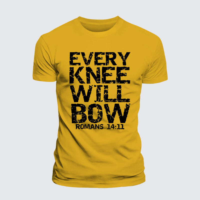 Bold Christian Bible Verse Quote for Men Every Knee Will Bow Jesus God Christian Premium Mercerized Cotton Tee