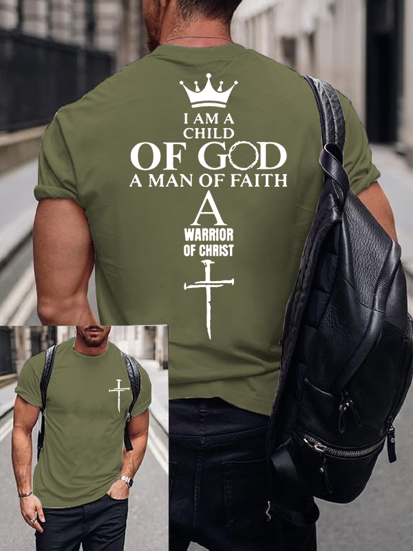 Man Of God Husband Dad Jesus God Christian Cotton T-Shirt