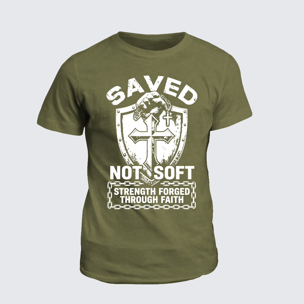 Saved Not Soft Jesus God Christian Cotton T-Shirt