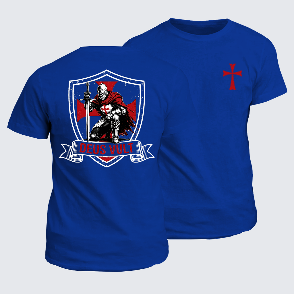 Templar Knight Crusader Deus Vult Jesus God Christian Cotton T-Shirt