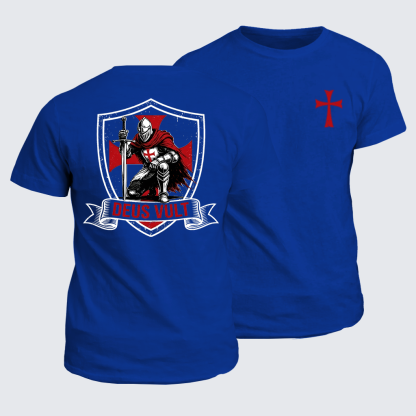 Templar Knight Crusader Deus Vult Jesus God Christian Cotton T-Shirt