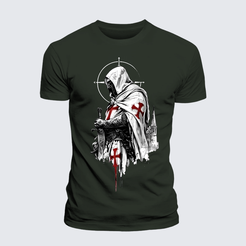 Crusader Spirit Jesus God Christian Premium Mercerized Cotton Tee