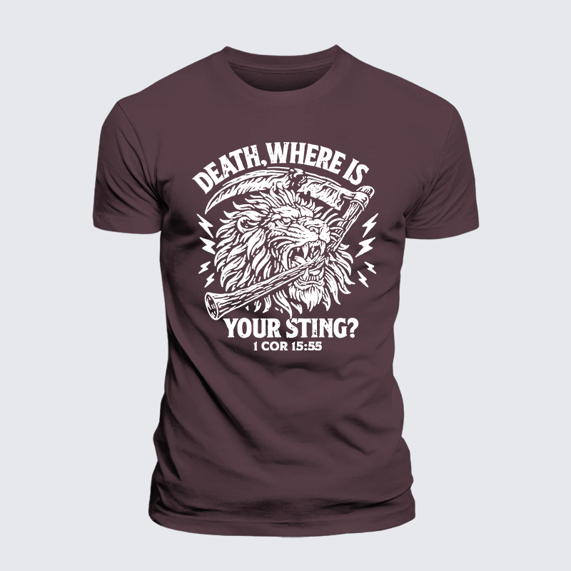 Death, Where is your Sting? - 1 COR 15:55 Jesus God Christian Premium Mercerized Cotton Tee
