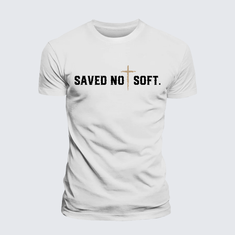 Saved Not Soft Jesus God Christian Premium Mercerized Cotton Tee