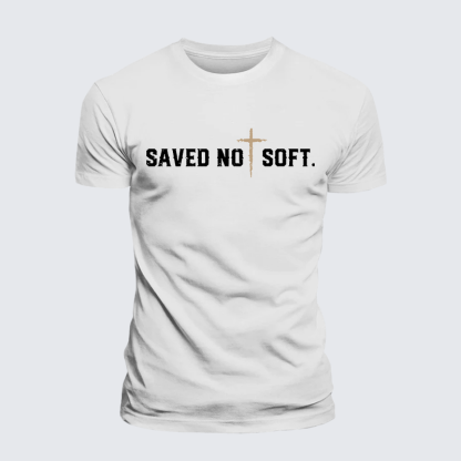 Saved Not Soft Jesus God Christian Premium Mercerized Cotton Tee