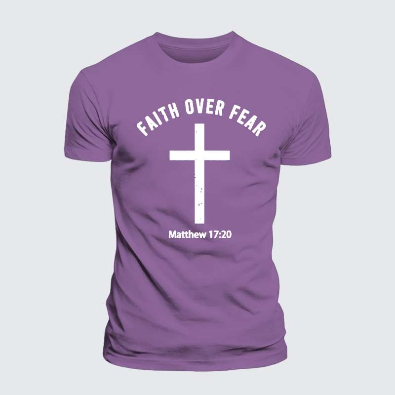 Faith Over Fear Jesus God Christian Premium Mercerized Cotton Tee