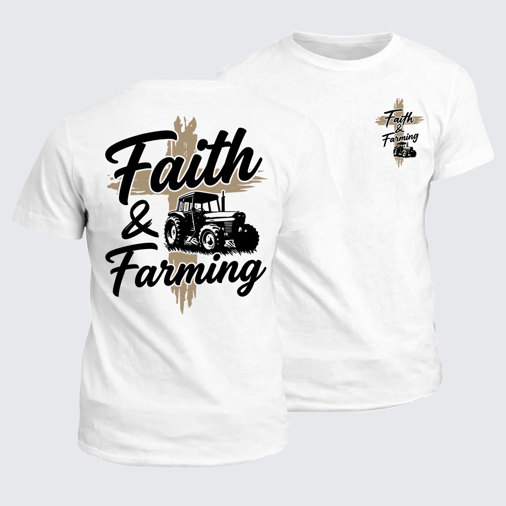 Faith & Farming Jesus God Christian Cotton T-Shirt