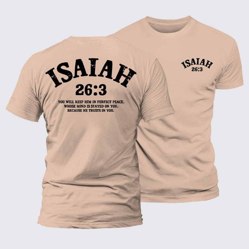 Isaiah 26:3 Perfect Peace Jesus God Christian Premium Mercerized Cotton Tee