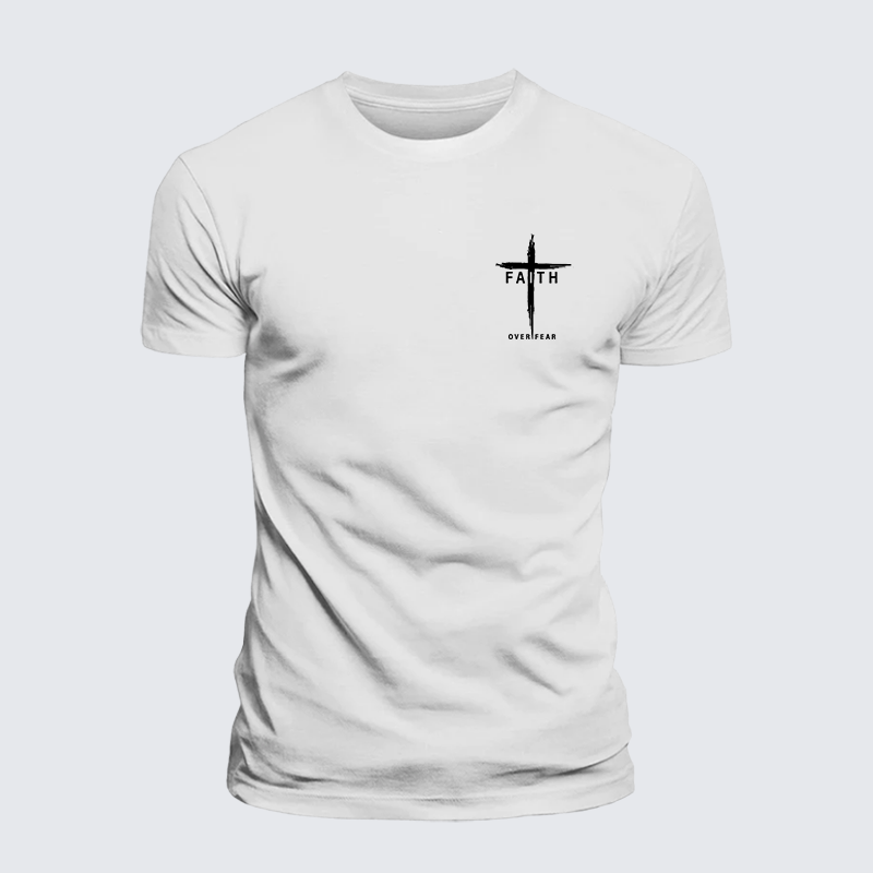 Faith Over Fear Cross Jesus God Christian Cotton T-Shirt