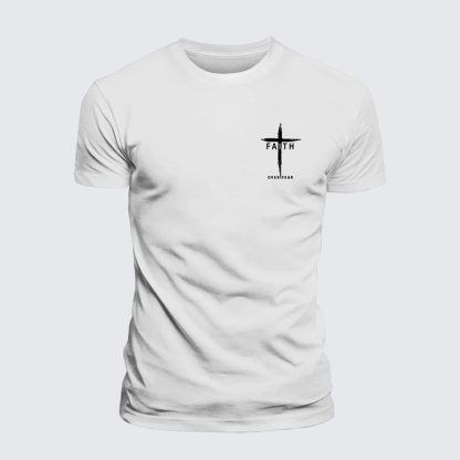 Faith Over Fear Cross Jesus God Christian Cotton T-Shirt