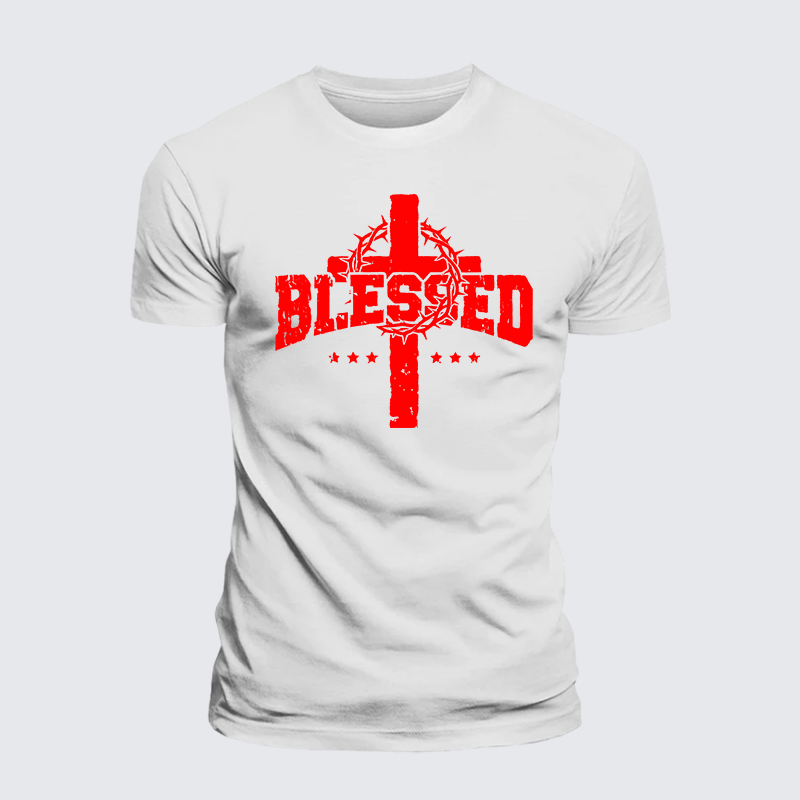 Blessed Cross Jesus God Christian Premium Mercerized Cotton Tee