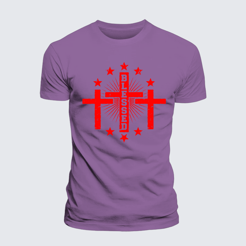 Blessed Cross Jesus God Christian Premium Mercerized Cotton Tee