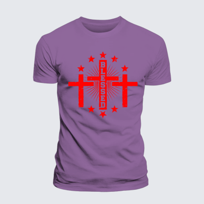 Blessed Cross Jesus God Christian Premium Mercerized Cotton Tee