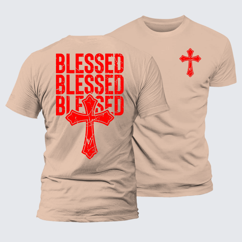 Blessed Cross Jesus God Christian Premium Mercerized Cotton Tee