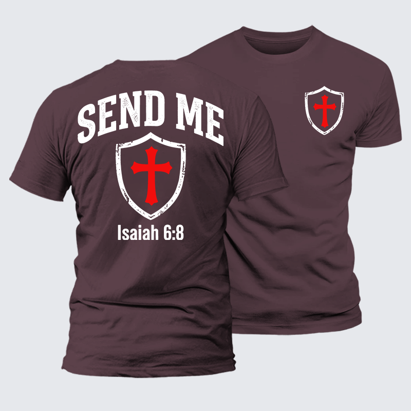 Isaiah 6:8 - SEND ME Jesus God Christian Premium Mercerized Cotton Tee