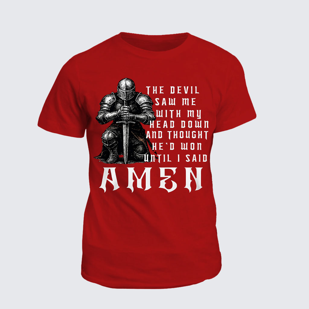 The Devil Saw Me With My Head Down Thought He'D Won Jesus God Christian Cotton T-Shirt