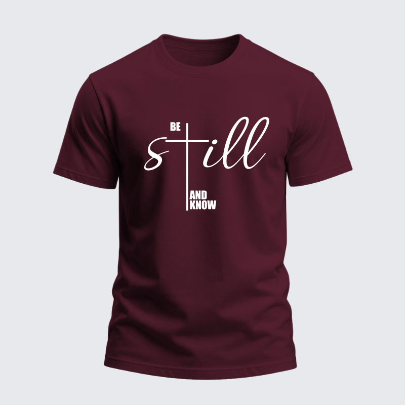 Heavyweight Cotton Tee - Be Still And Know Cross 