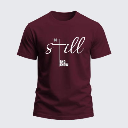 Heavyweight Cotton Tee - Be Still And Know Cross 
