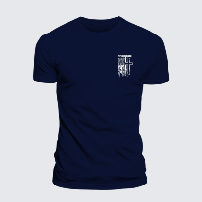 Freedom Cross Vertical Flag Jesus God Christian Cotton T-Shirt