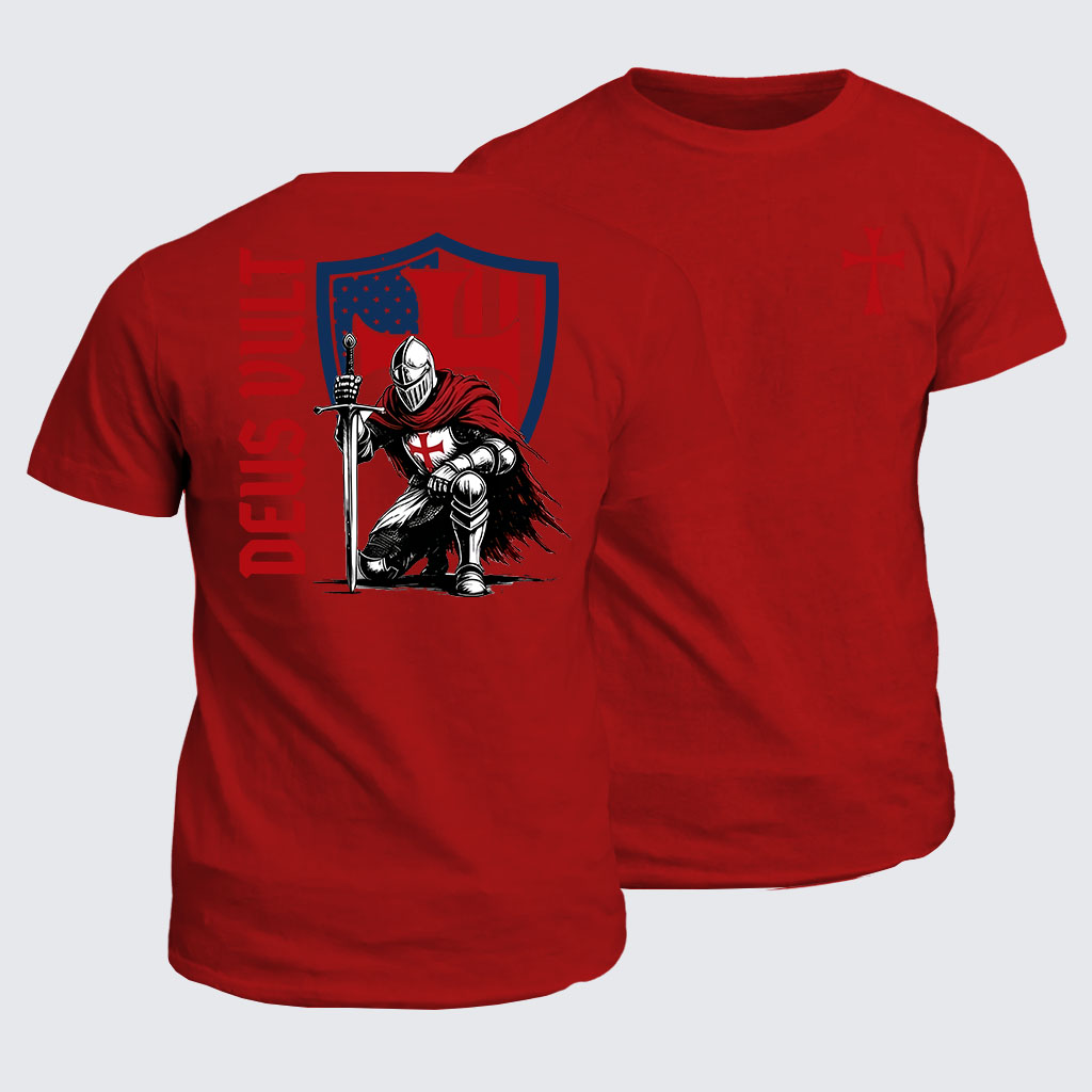 Classic Cotton Tee -  Templar Knight Crusader Deus Vult