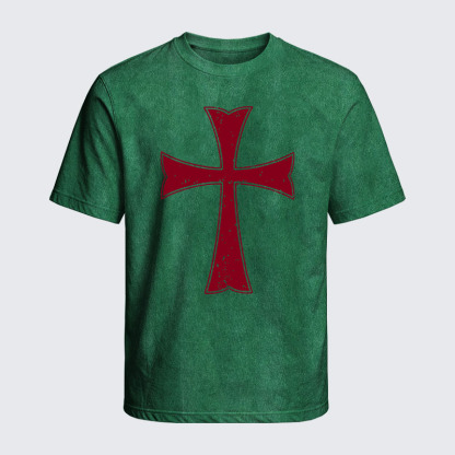 Washed T-Shirt - Knights Templar Crusader Cross