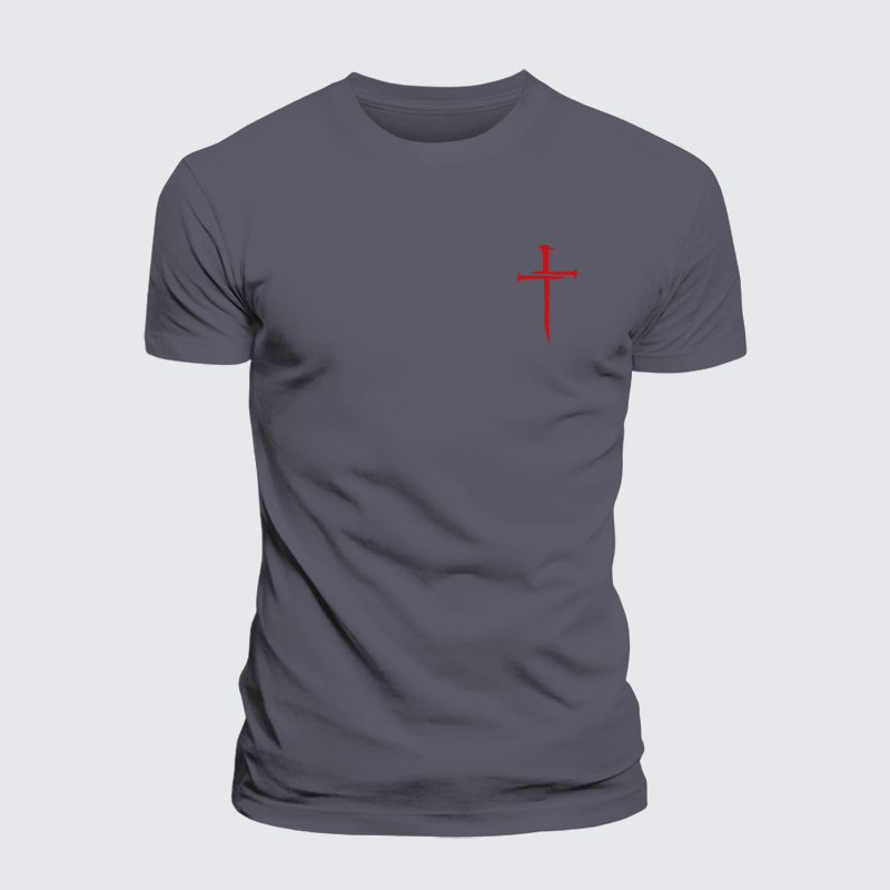 Red Cross Jesus God Christian Premium Mercerized Cotton Tee