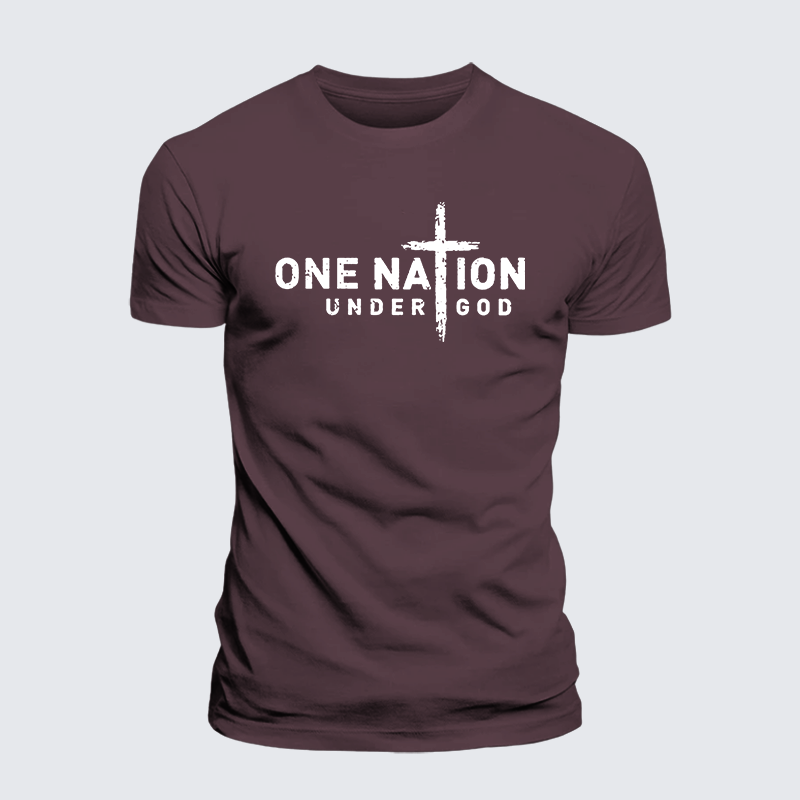 One Nation Under God Cross Jesus God Christian Premium Mercerized Cotton Tee