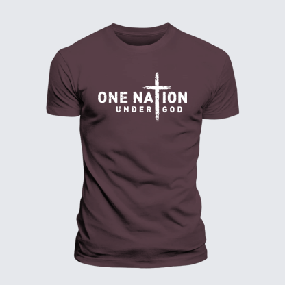 One Nation Under God Cross Jesus God Christian Premium Mercerized Cotton Tee