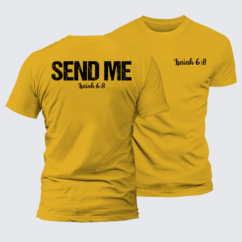 Isaiah 6:8 - SEND ME Jesus God Christian Premium Mercerized Cotton Tee