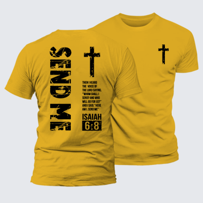Send Me Isaiah 6:8 Christian Premium Mercerized Cotton Tee