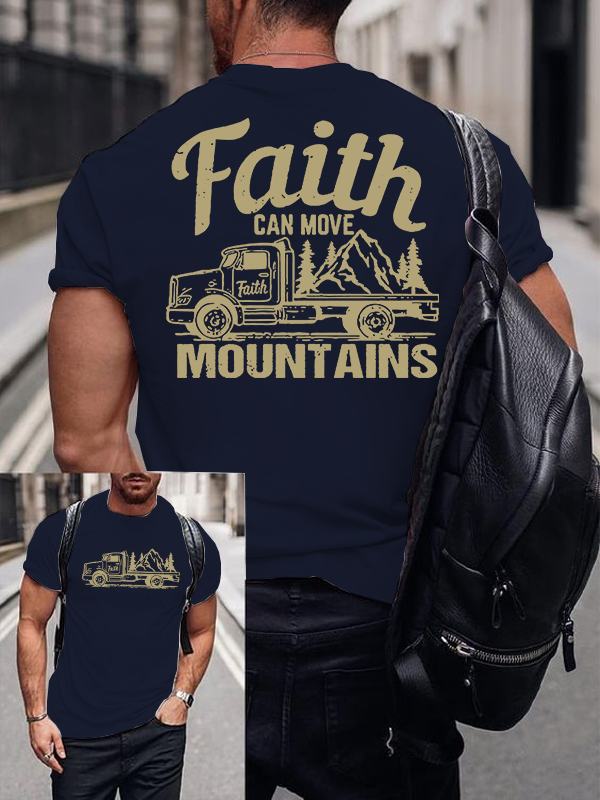 Faith Can Move Mountains Jesus God Christian Cotton T-Shirt