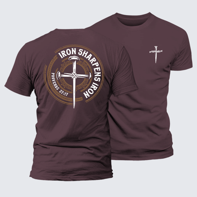 Iron Sharpens Iron - Proverbs 27:17 Jesus God Christian Premium Mercerized Cotton Tee