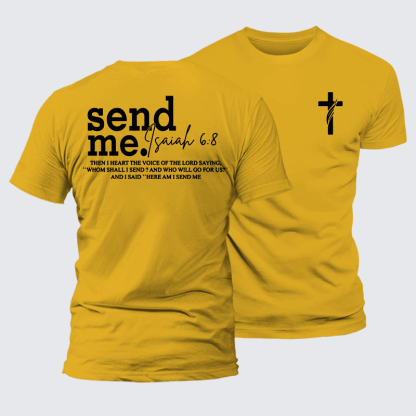 Send Me Isaiah 6:8 Jesus God Christian Premium Mercerized Cotton Tee