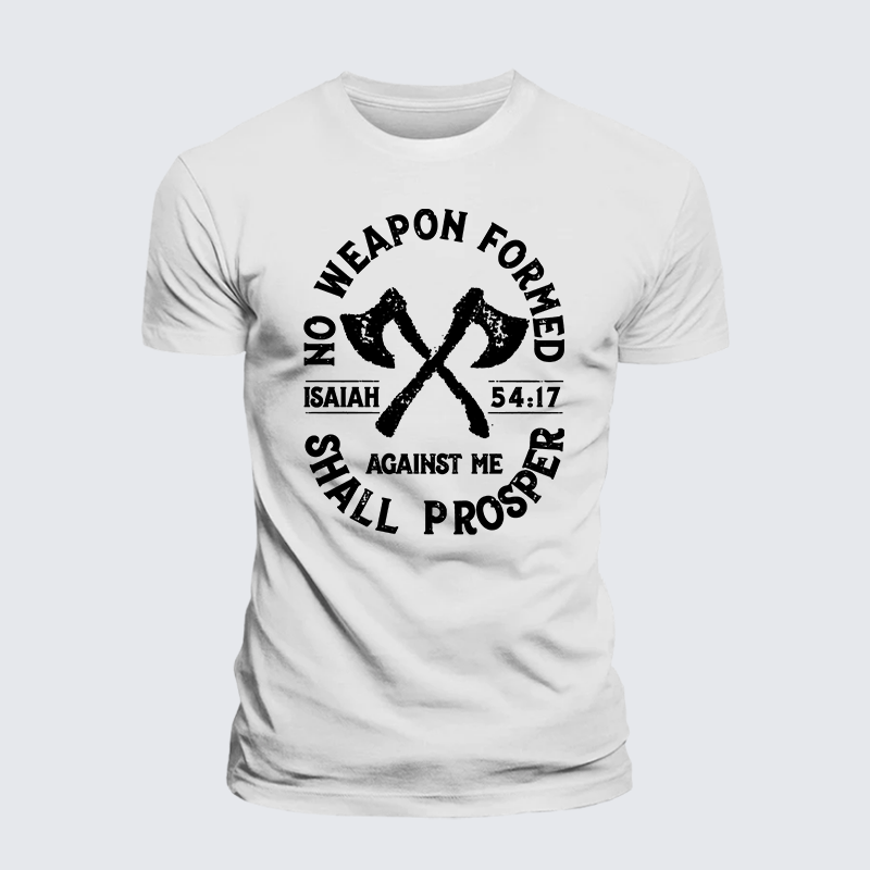 No Weapon Formed Shall Prosper - Isaiah 54:17  Jesus God Christian Premium Mercerized Cotton Tee