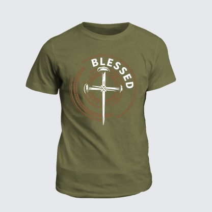 Blessed Cross  Jesus God Christian Cotton T-Shirt