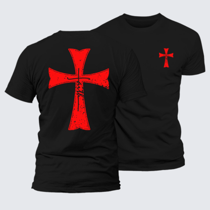 Knights Templar Crusader Cross Faith Jesus God Christian Premium Mercerized Cotton Tee