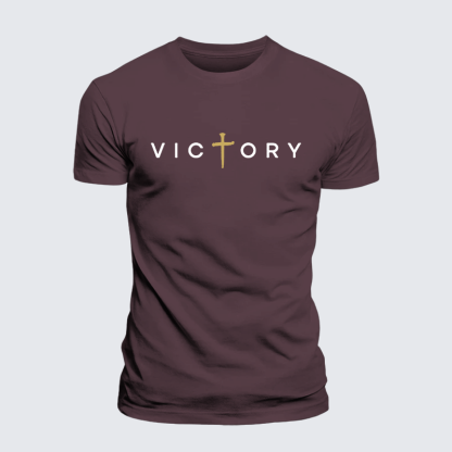 Victory Cross Jesus God Christian Premium Mercerized Cotton Tee