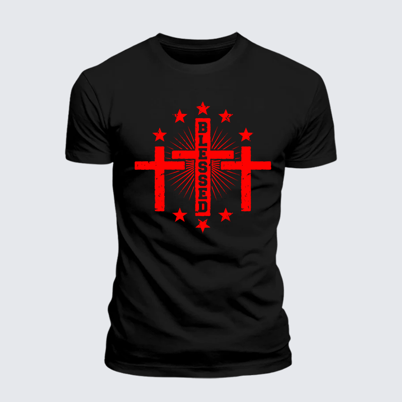 Blessed Cross Jesus God Christian Premium Mercerized Cotton Tee